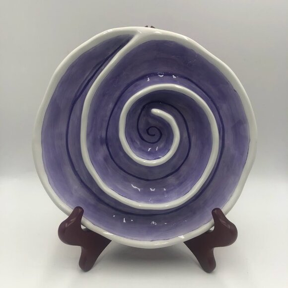 Department 56 Decorative Purple Swirl Plate Oven Dishwasher Safe - Picture 3 of 7